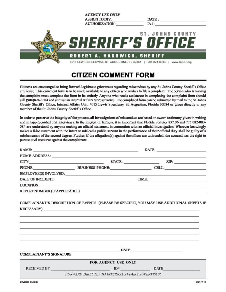 Citizen Comment Form